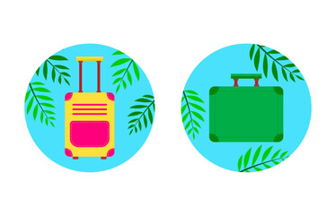 summer bright icons with suitcases