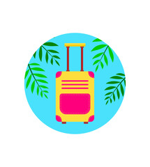 summer bright icons with suitcase