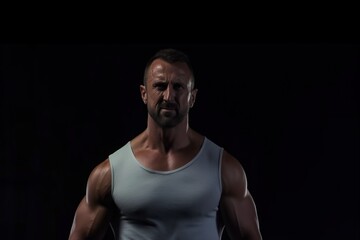 Fototapeta premium A man with a beard and a beard is standing in front of a black background