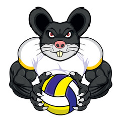 volleyball mascot rat vector illustration design