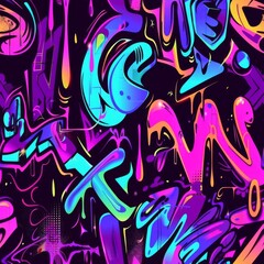 Fototapeta premium Vibrant Graffiti Art Abstract Background with Neon Colors