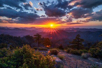 sunset over the mountains