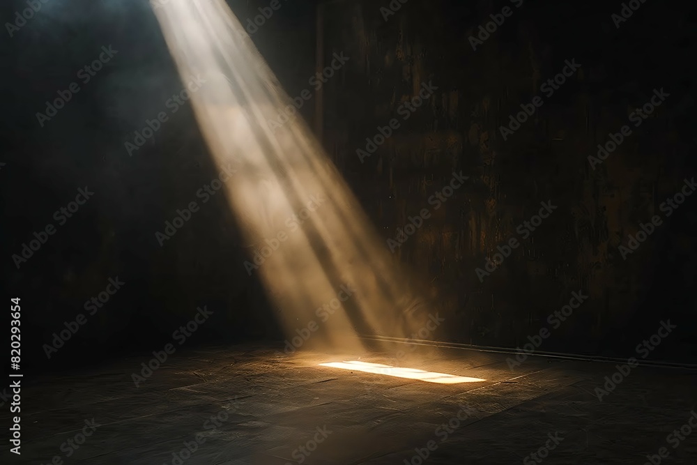 Poster empty stage with spotlights in the dark room. spotlights background