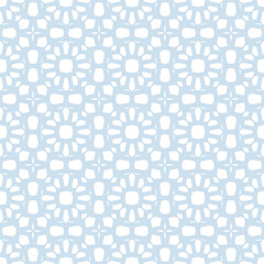 Vector mosaic seamless pattern. Blue and white ornamental texture, Oriental style. Subtle abstract elegant background. Geometric ornament with floral grid, lattice. Repeated decorative geo design