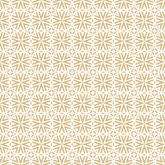 Vector golden geometric graphic texture. Luxury gold and white seamless pattern with lines, stars, arrows, grid, lattice, floral silhouettes. Simple abstract background. Repeated elegant geo design