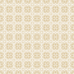 Vector golden geometric graphic texture. Luxury gold and white seamless pattern with lines, stars, arrows, grid, lattice, floral silhouettes. Simple abstract background. Repeated elegant geo design
