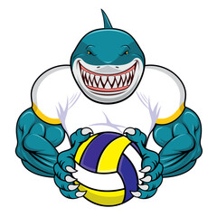 volleyball mascot shark vector illustration design