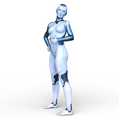 女性サイボーグ　3DCGレンダリング