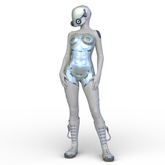 女性サイボーグ　3DCGレンダリング