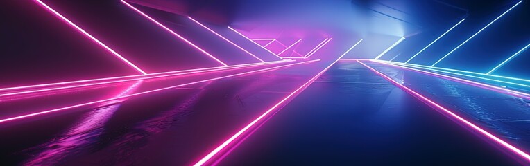 pink blue neon lines, geometric shapes, virtual space, ultraviolet light, 80's style, retro disco, fashion laser show, abstract background