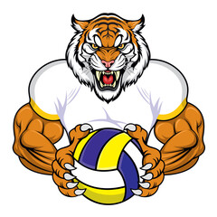 tiger volleyball mascot vector illustration design