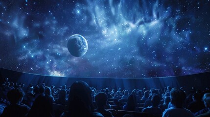 planetarium with a 360-degree view of the night sky, showing high-resolution projections of...