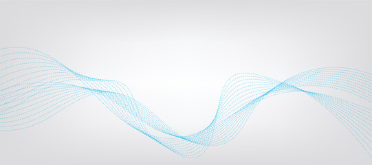 Vector abstract background with dynamic blue waves, lines and particles.	
