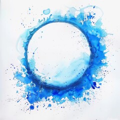 Abstract Blue Watercolor Circle on White