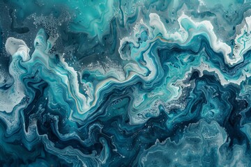 Obraz premium Close up of blue and white fluid painting