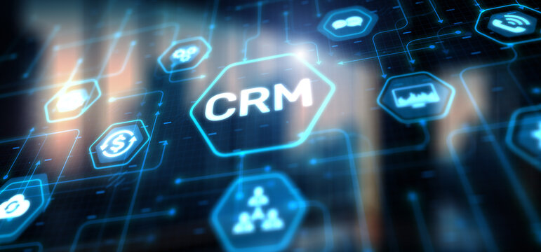 Customer relationship management CRM automation system software. Business and technology concept. Abstract background