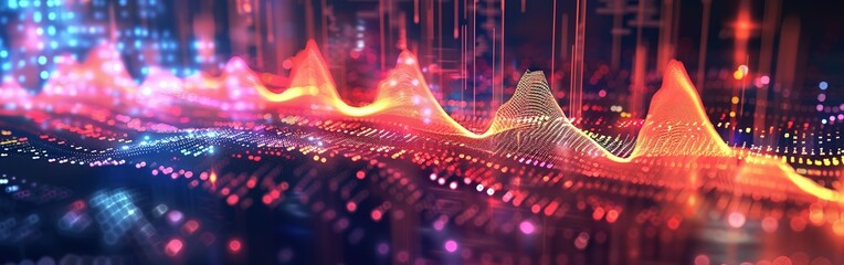 Abstract Wave stream data. Speaking sound wave, Music sound wave, Dynamic light flow, with blurred neon light effect, abstract background