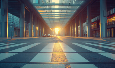 Quiet Street With Crosswalk.