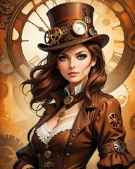 Steampunk Girl with Gears and Clockwork