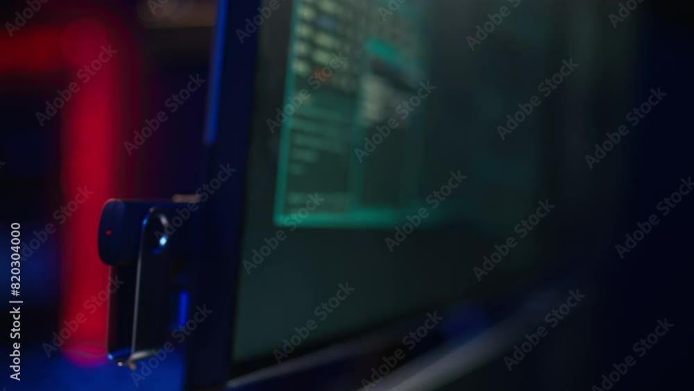 Poster hacker inserting usb in computer after managing to steal sensitive data, close up. scammer uploading