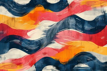 A painting of a wave of paint on a wall