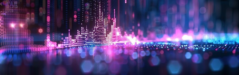 Abstract Wave stream data. Speaking sound wave, Music sound wave, Dynamic light flow, with blurred neon light effect, abstract background