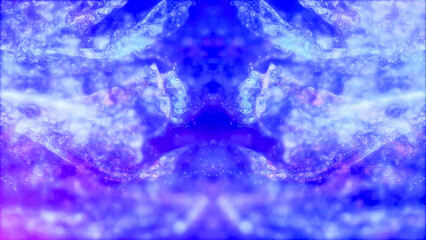 Blue violet multi-colored energy glowing magic liquid made of waves and electric iridescent plasma of high-tech digital lines and particles in water. Abstract background