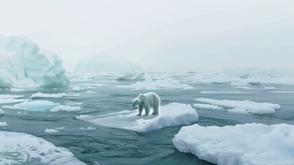 Fototapeta premium White polar bear on a boulder