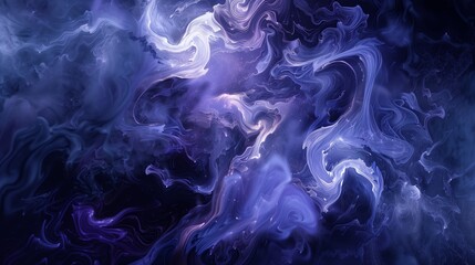Abstract, Dark blue background with white swirls of light creating a mystical and dynamic effect for digital art or wallpaper.