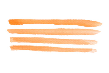 Abstract hand drawn orange watercolor lines isolated on white background