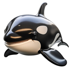 Cartoon illustration of cute nature water swimming animal fish orca, transparent with no people around