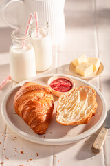 Sweet and healthy french croissants made of puff pastry.