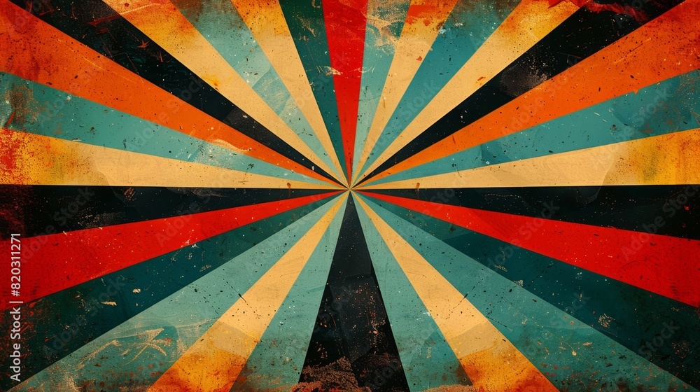 Poster retro sunburst patterns, retro sunburst patterns on the page create a vibrant kaleidoscope, reminisc