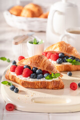Golden and healthy french croissant for healthy breakfast.