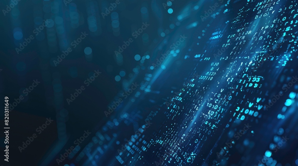 Poster abstract dark blue technical background. technology background with line and dot particles surface. 