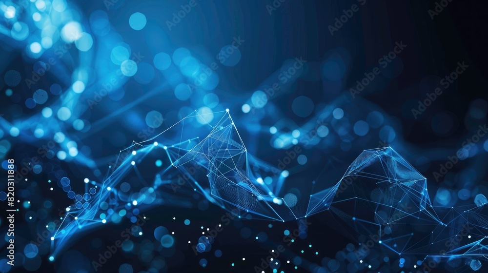 Aufkleber abstract dark blue technical background. technology background with line and dot particles surface. 