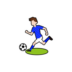 ドリブルをするサッカー選手01_サッカー日本代表フィールダー05黒フチ