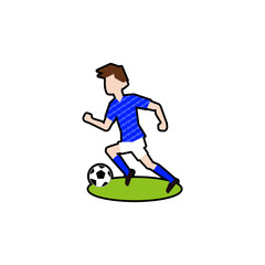 ドリブルをするサッカー選手02_サッカー日本代表フィールダー06黒フチ