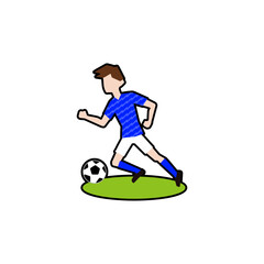 ドリブルをするサッカー選手03_サッカー日本代表フィールダー07黒フチ