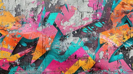 Colorful Graffiti Art on Weathered Concrete: A Seamless Urban Pattern