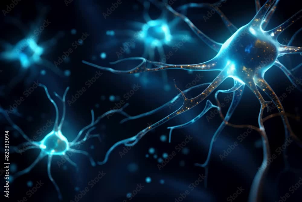 Poster intricate synapses of neural networks with glowing connections, depicting the complexity of the huma