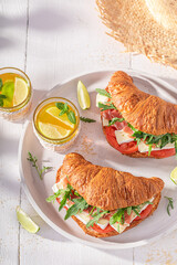 Fresh and homemade french croissant for breakfast in morning.