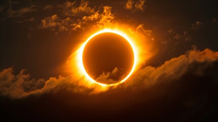 The path of totality during a Ring of Fire solar eclipse showing the areas where the full ring effect can be seen.