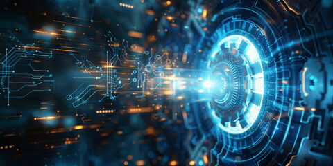 2d illustration Abstract futuristic electronic circuit technology background