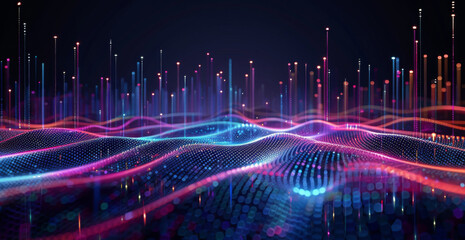 Abstract dot point connect with gradient line and aesthetic Intricate wave line design , internationalization social network or business big data connection technology concept . 