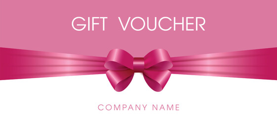 Gift certificate template with pink bow.