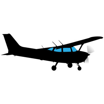 recommend clip art: A light single-engine aircraft in silhouette