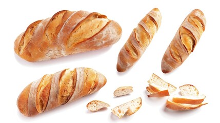 torn bread isolated on white background realistic