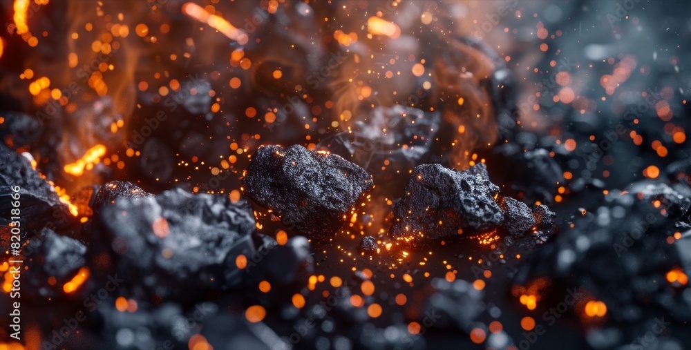 Poster an animated sequence showing how heat and pressure turn solid coal into gas through underground gasi