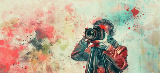 A photo of a photographer looking through the lens of his camera. AIGZ01